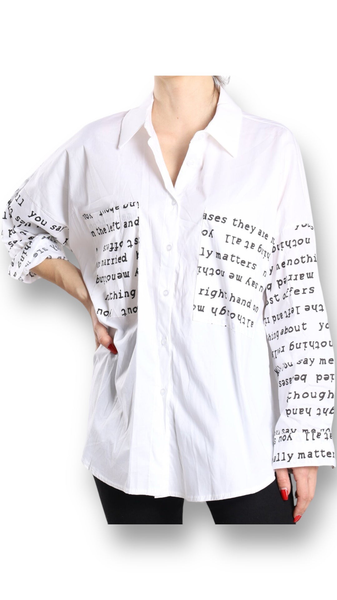 Longbluse mit Schrift