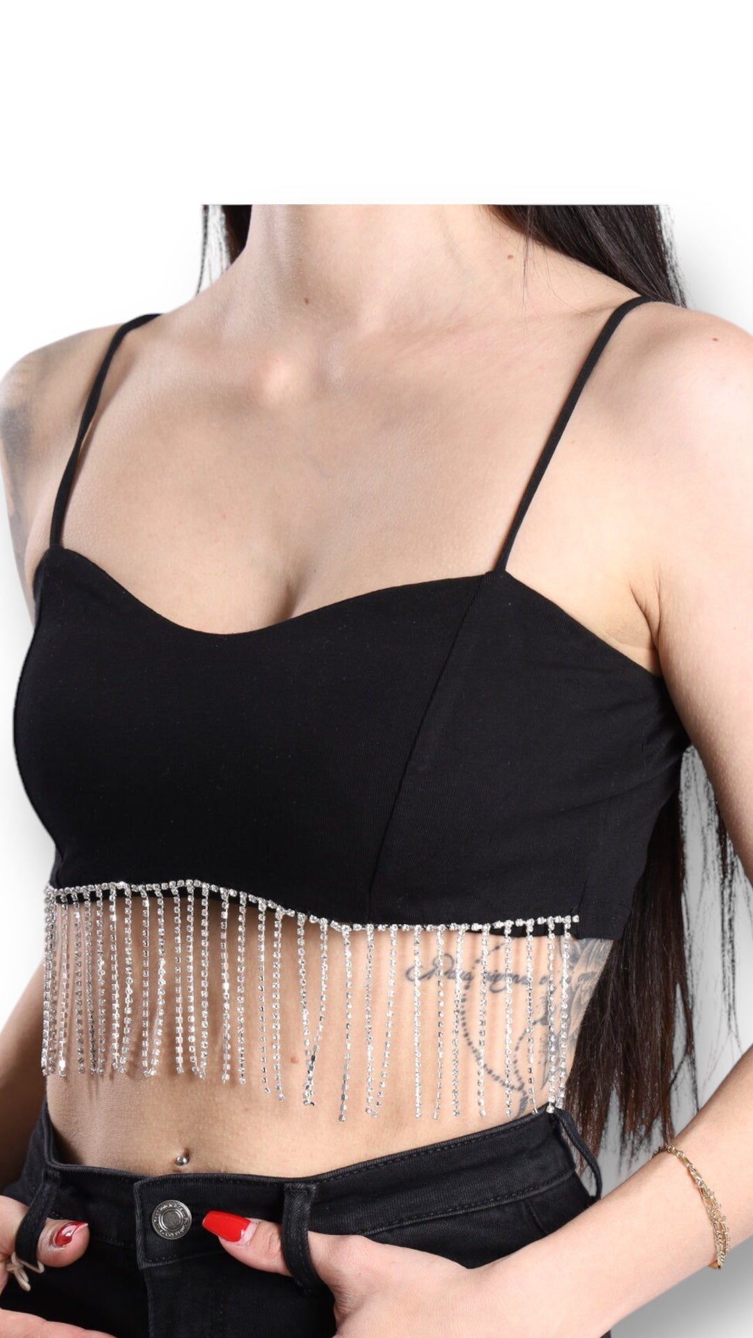 Top mit Strass Fransen