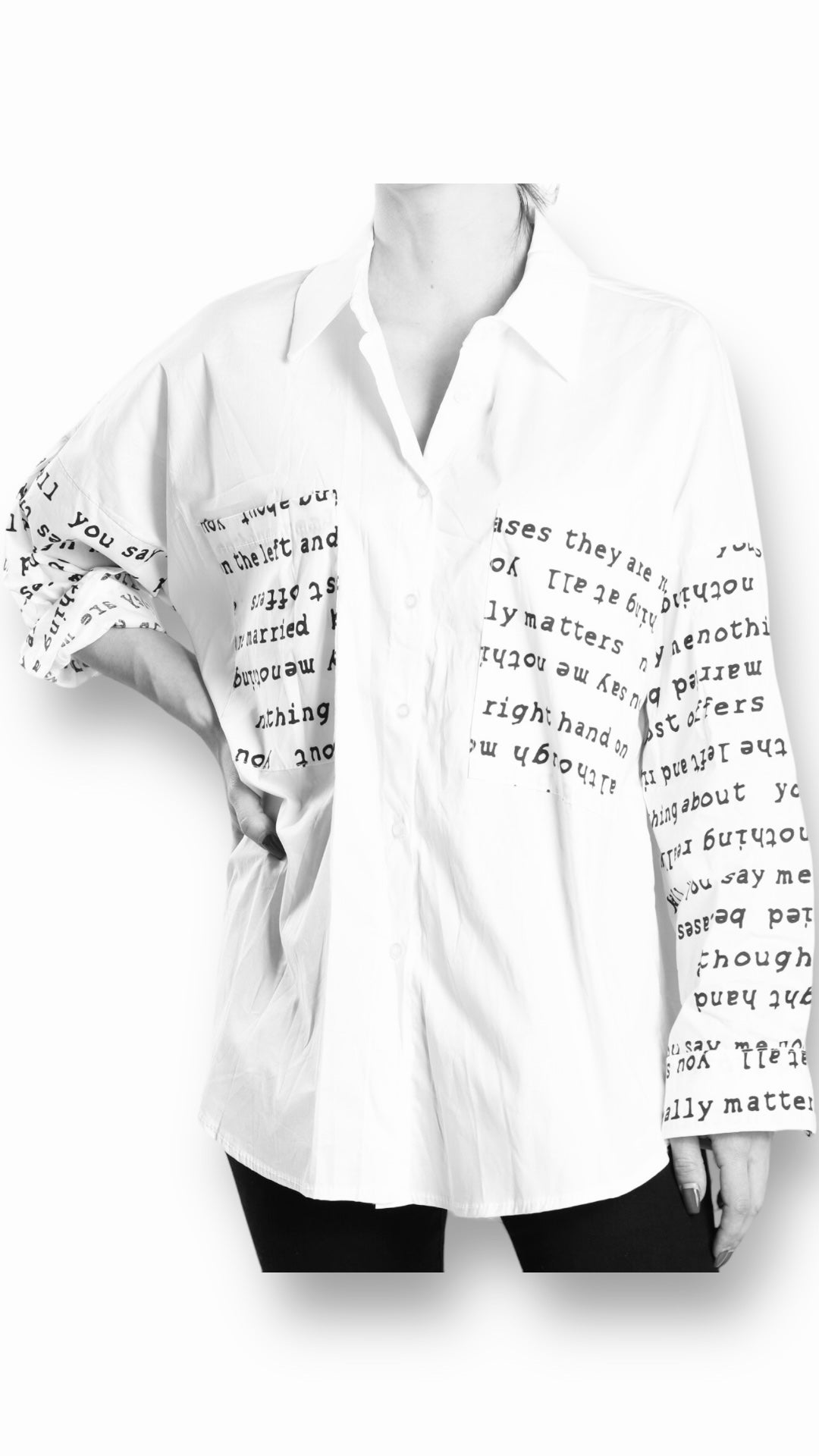 Longbluse mit Schrift